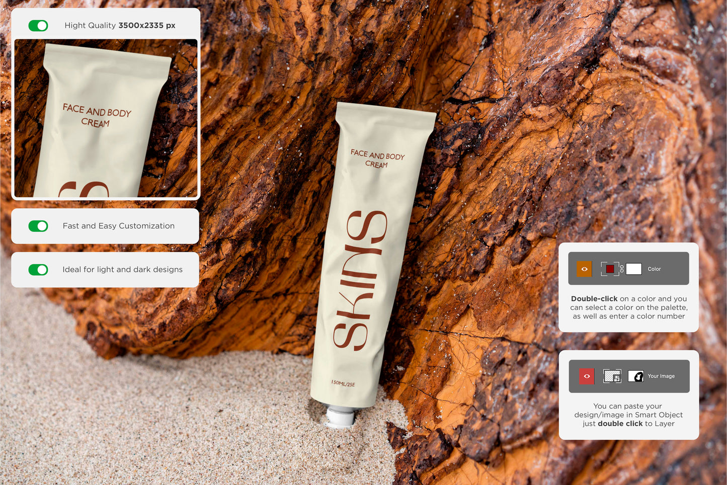 Tropical Cosmetic Tube Mockups - 18 PSD files